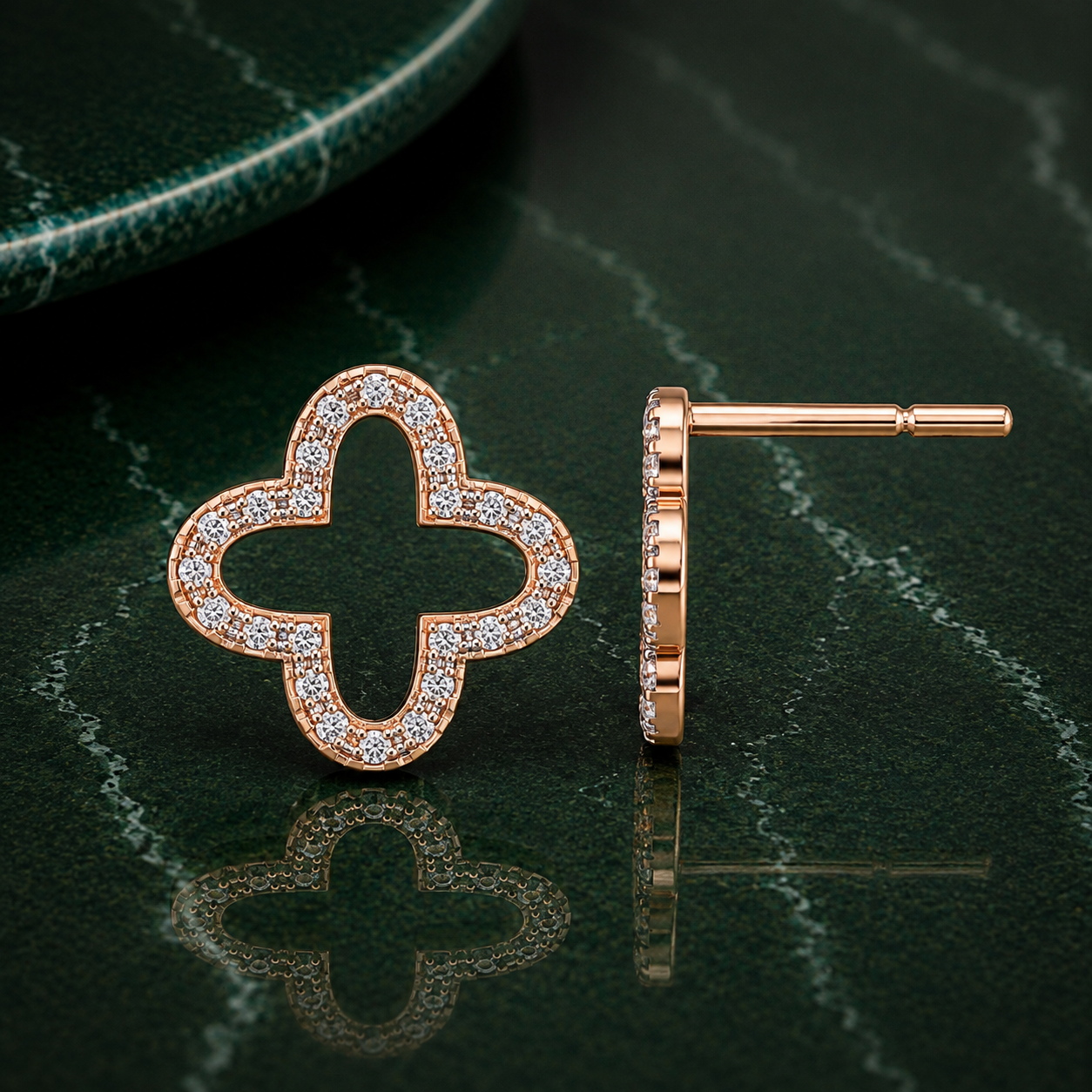 Open Clover Diamond Studs
