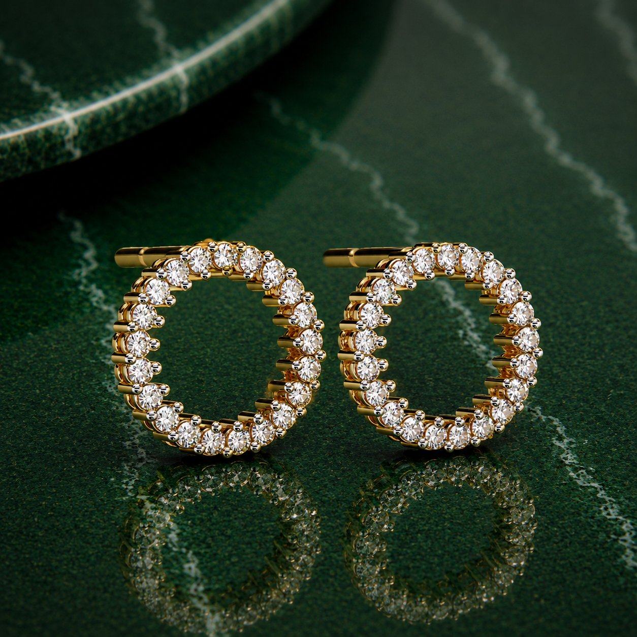 Open Circle Lab Diamond Stud Earrings