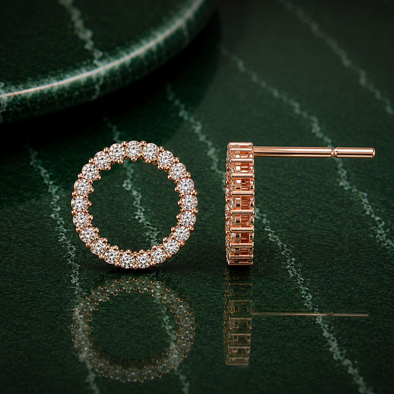 Open Circle Lab Diamond Stud Earrings