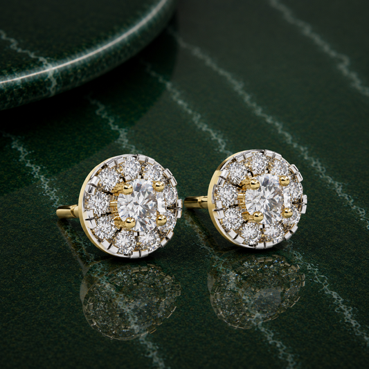 Round Diamond Halo Earrings