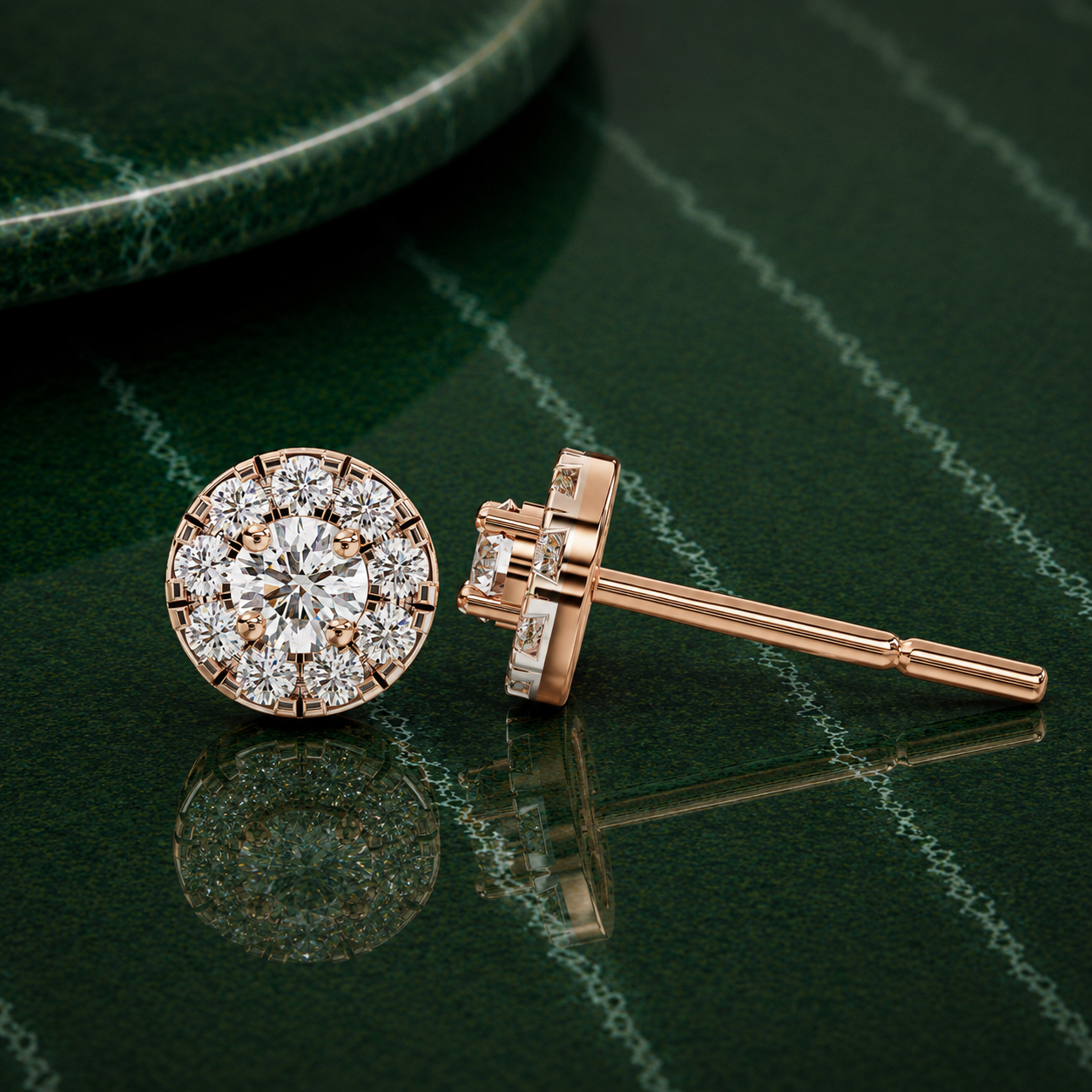 Round Diamond Halo Earrings
