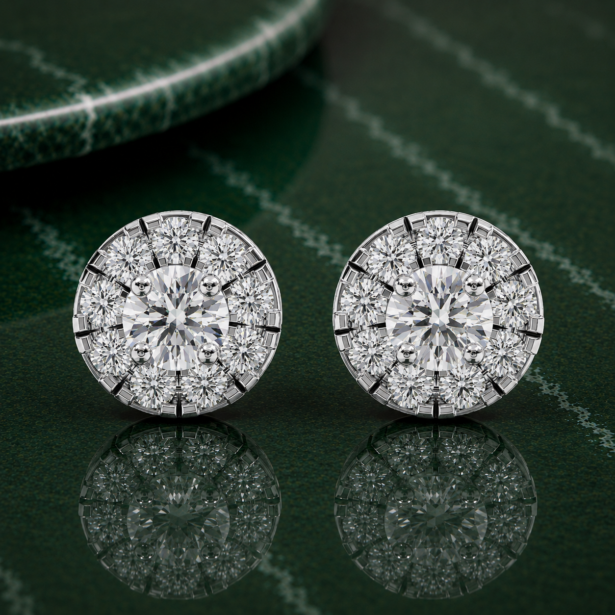 Round Diamond Halo Earrings