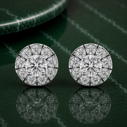 Round Diamond Halo Earrings