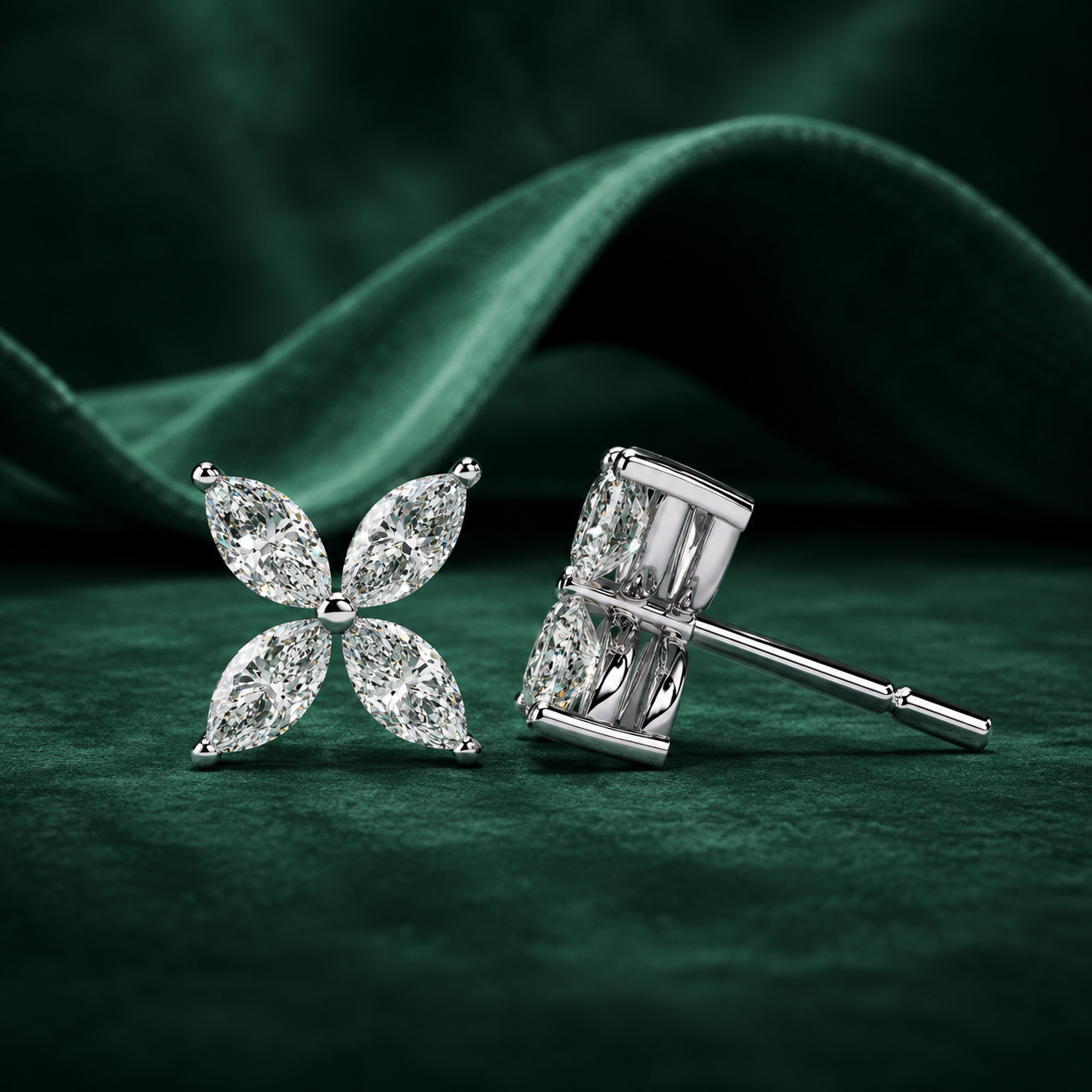 Marquise Lab Grown Diamond Floral Studs