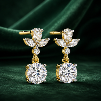 Pear & Marquise Lab Grown Diamond Cluster Dangle