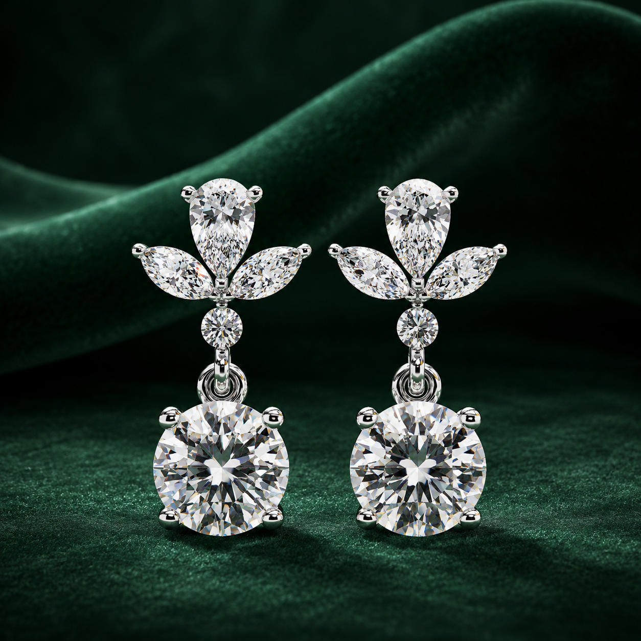 Pear & Marquise Lab Grown Diamond Cluster Dangle