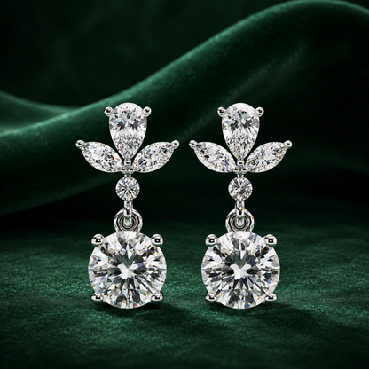 Pear & Marquise Lab Grown Diamond Cluster Dangle