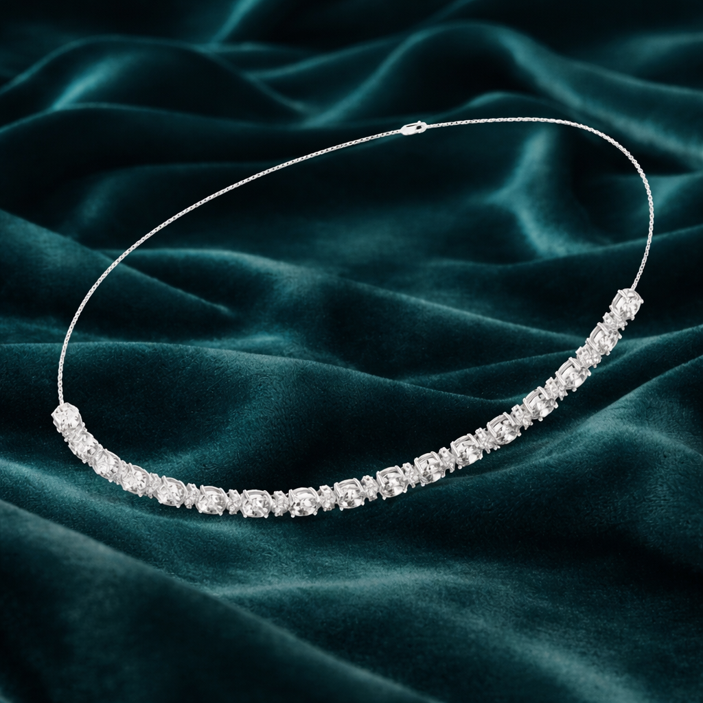 Graduated Oval Cut Diamond Tennis Chain