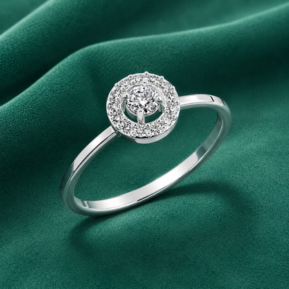 Sparkling Round Cut Diamond Halo Solitaire Ring