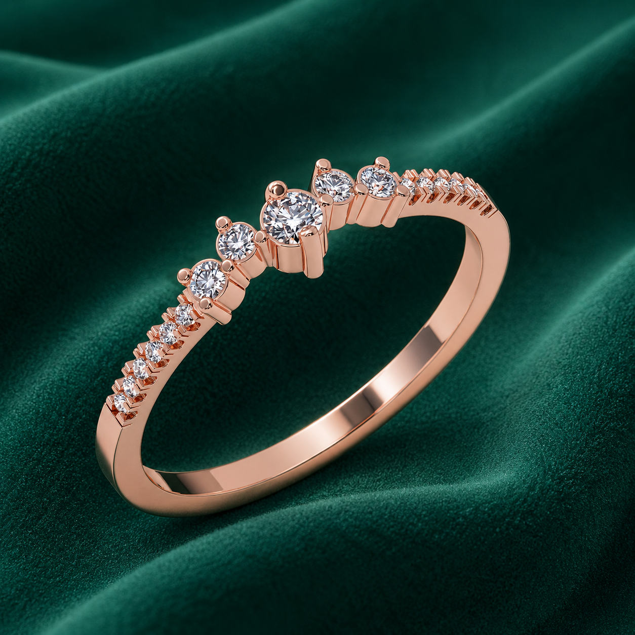 Delicate Cluster & Pavé Diamond Ring