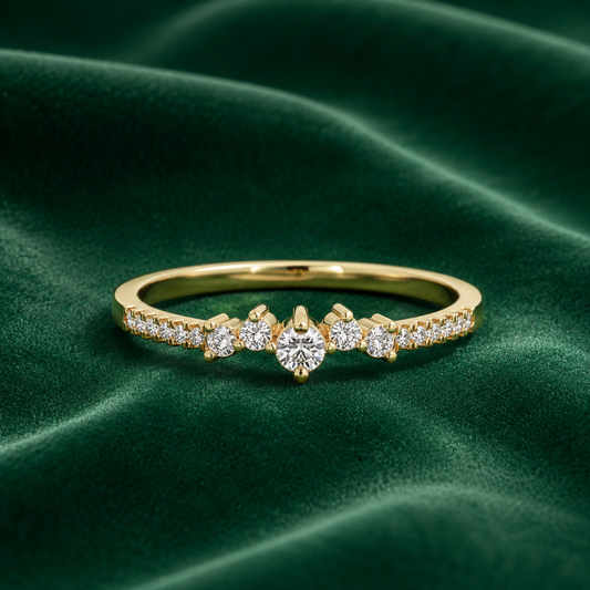 Delicate Cluster & Pavé Diamond Ring