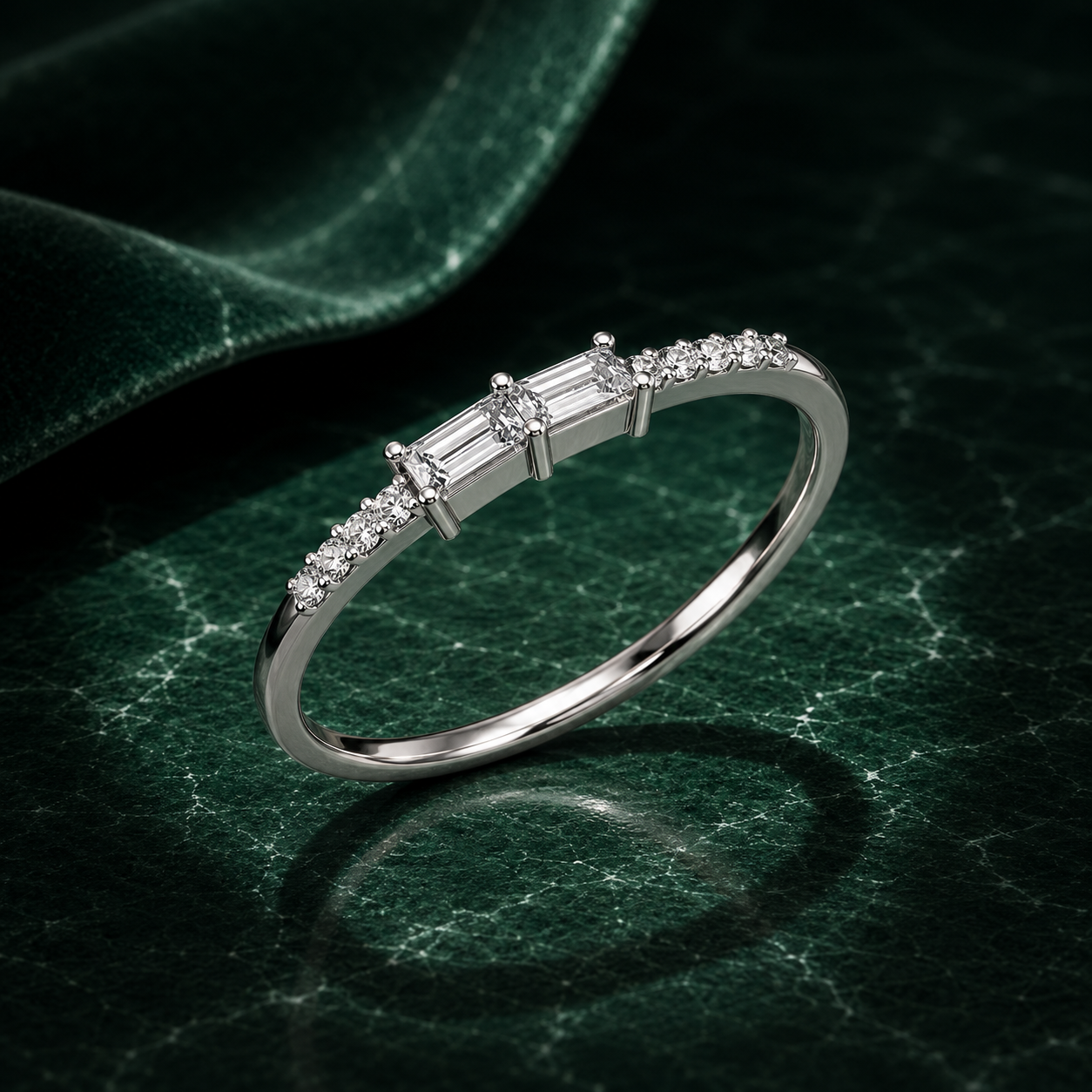 Dual Baguette & Round Diamond Stacker