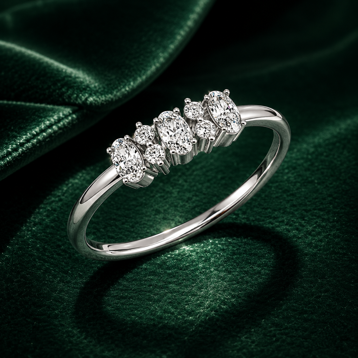Graduated Oval Diamond Contour Band