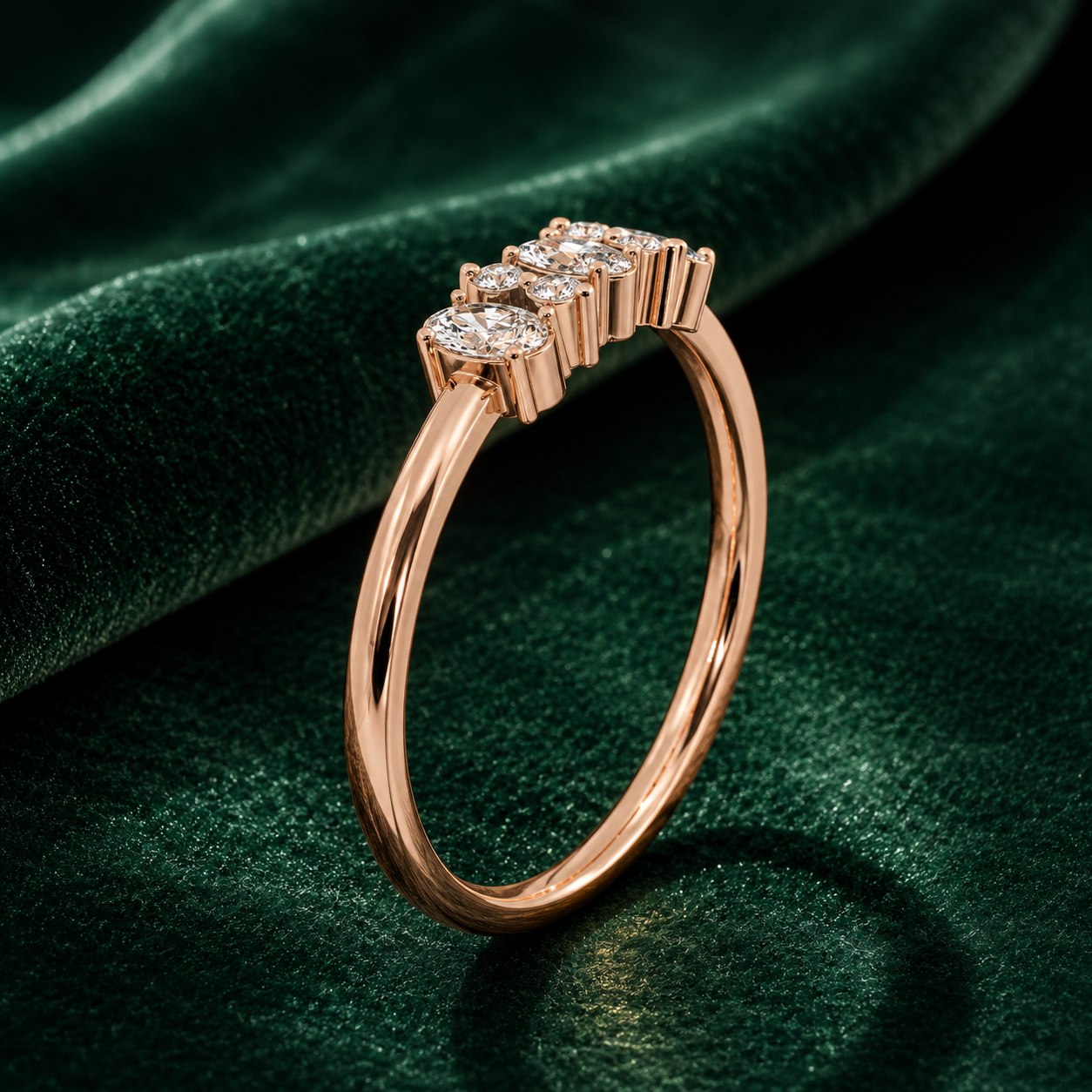 Graduated Oval Diamond Contour Band
