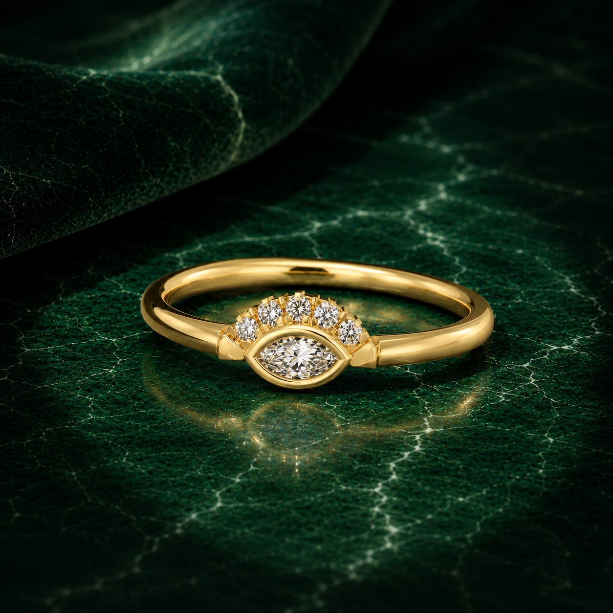 Boho Marquise Evil Eye Diamond Ring