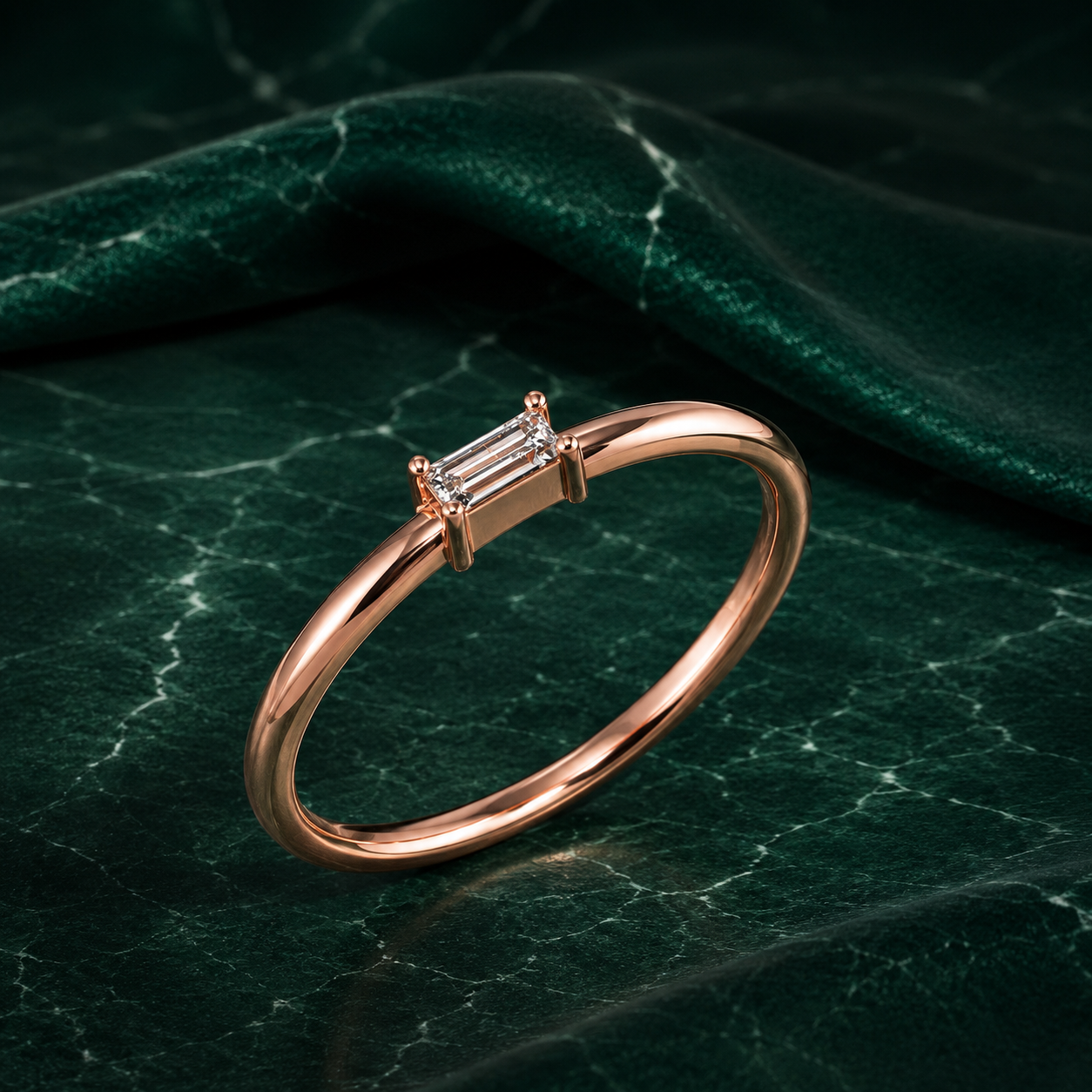 The "Lia" Baguette Lab Grown Diamond Solitaire Stacker