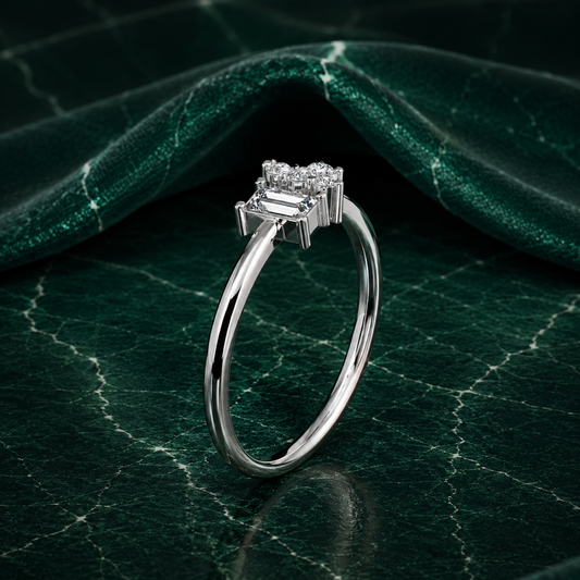 The Stella Asymmetric Baguette & Round Lab Grown Diamond Ring