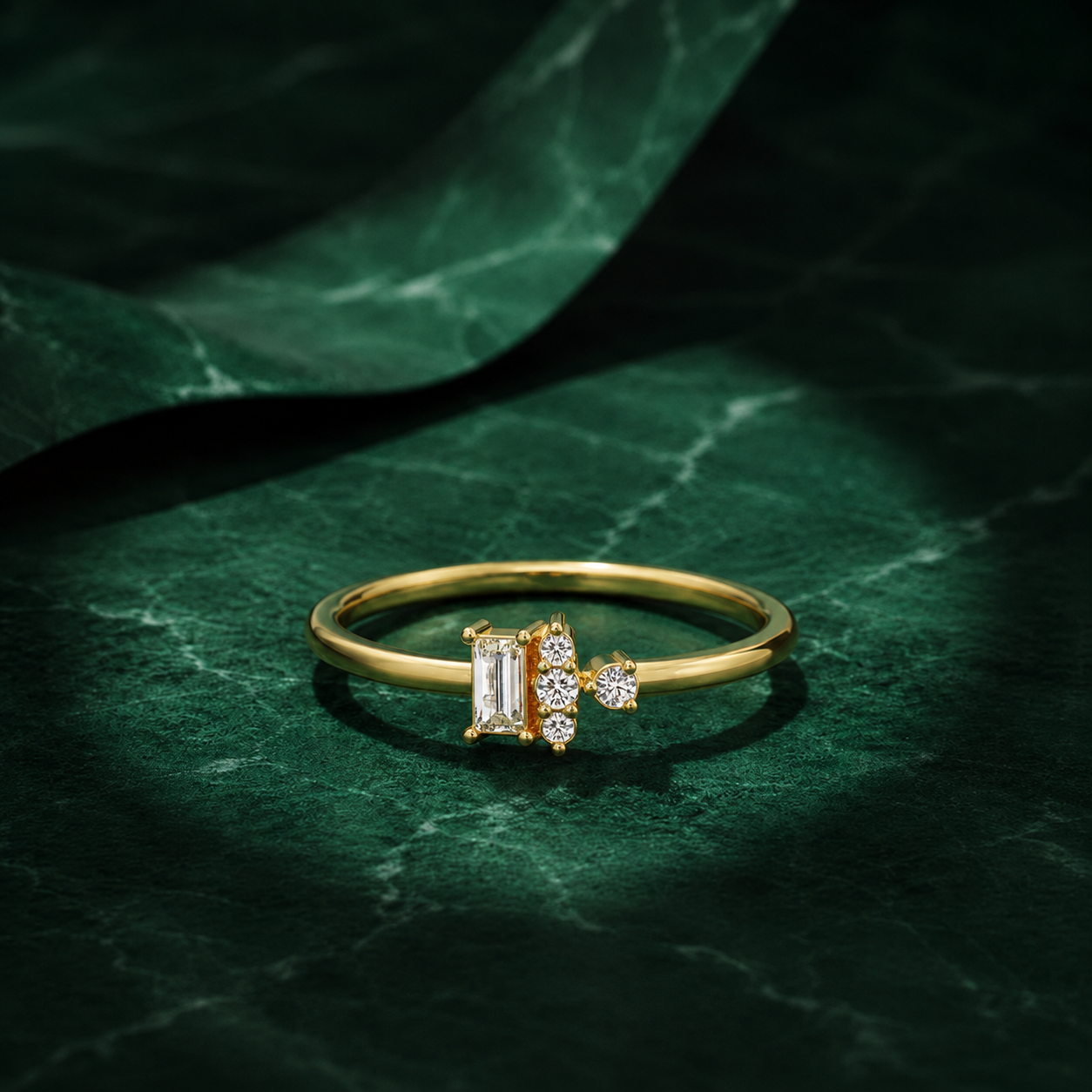The Stella Asymmetric Baguette & Round Lab Grown Diamond Ring
