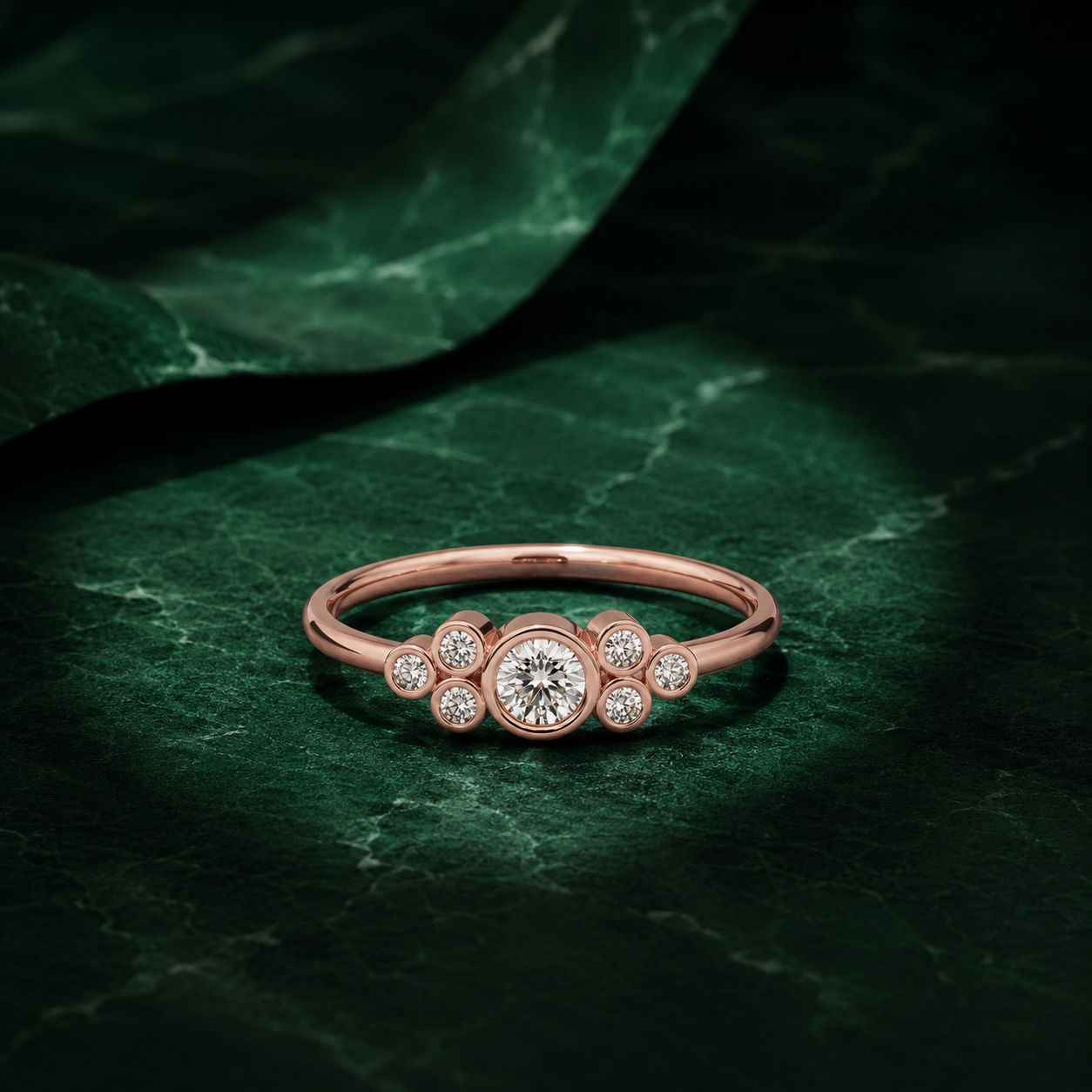 Elegant Bezel-Set Multi-Stone Lab Grown Diamond Ring| Unique Cluster Stacking Ring