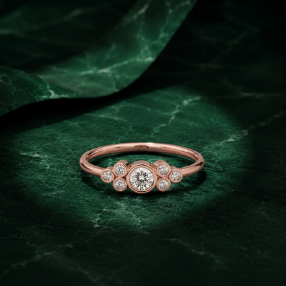 Elegant Bezel-Set Multi-Stone Lab Grown Diamond Ring| Unique Cluster Stacking Ring