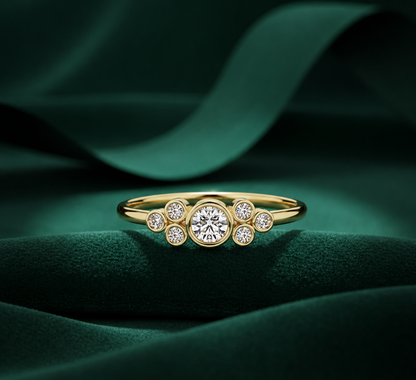 Elegant Bezel-Set Multi-Stone Lab Grown Diamond Ring| Unique Cluster Stacking Ring