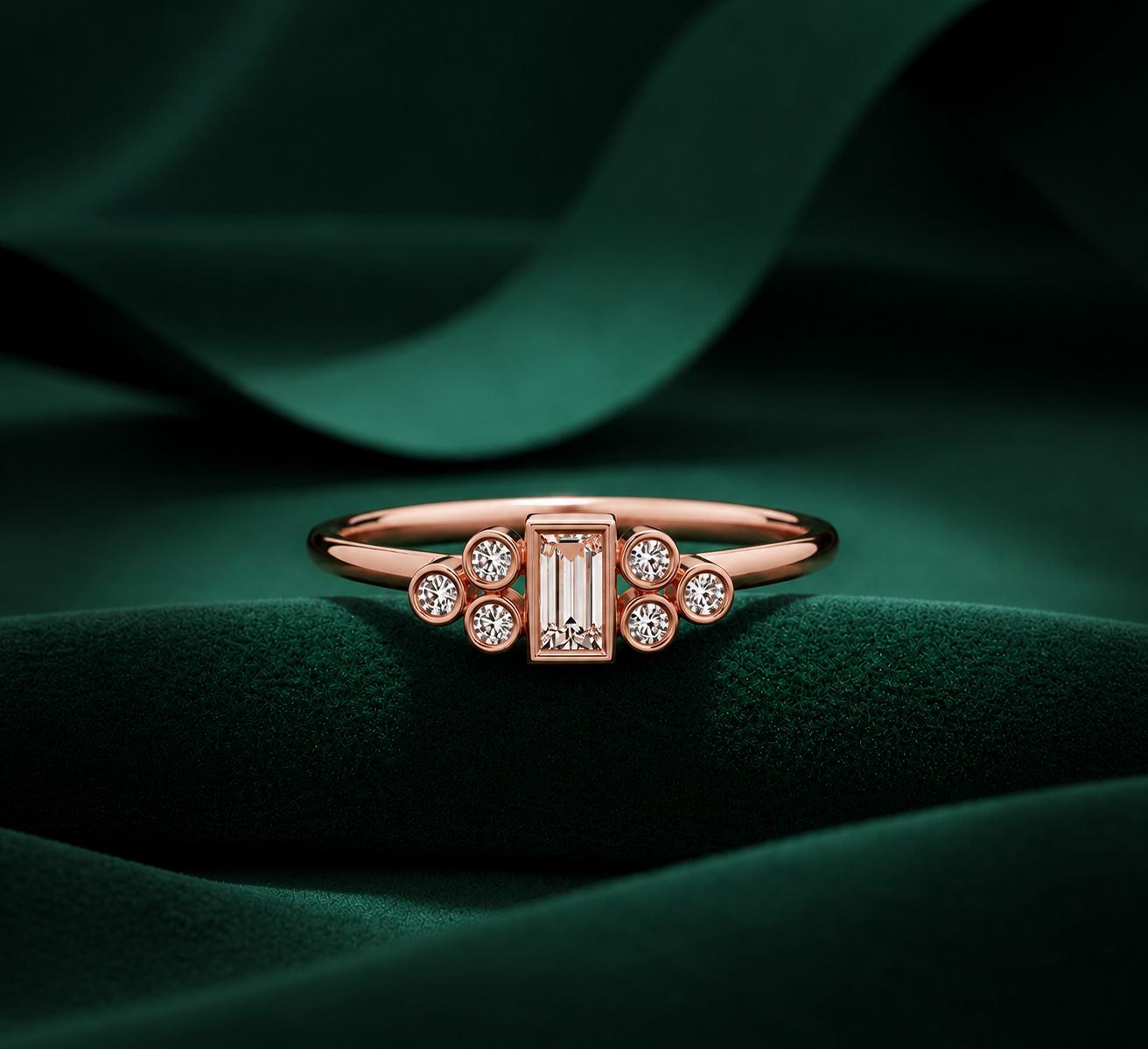 Baguette & Round Lab Grown Diamond Ring