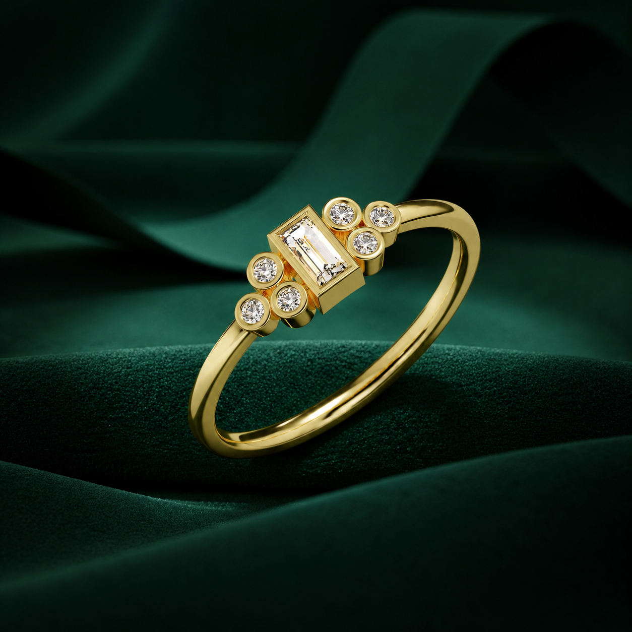 Baguette & Round Lab Grown Diamond Ring