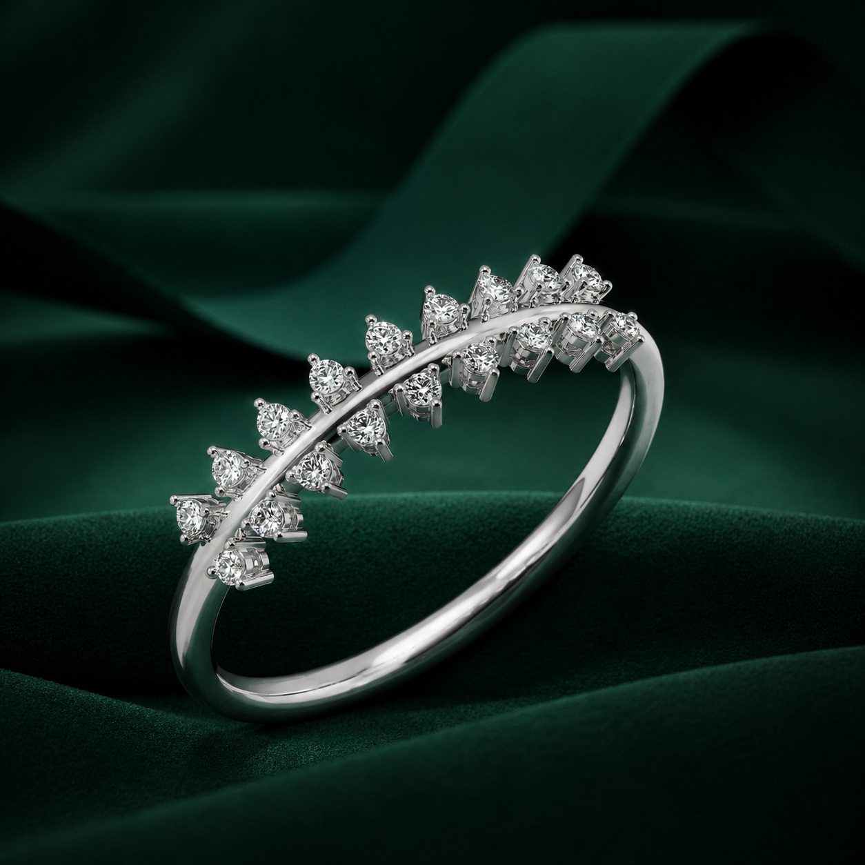Delicate Curved Branch Lab Grown Diamond Wedding Ring