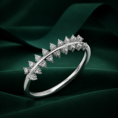 Delicate Curved Branch Lab Grown Diamond Wedding Ring