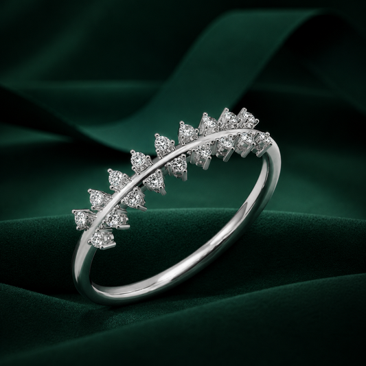 Delicate Curved Branch Lab Grown Diamond Wedding Ring