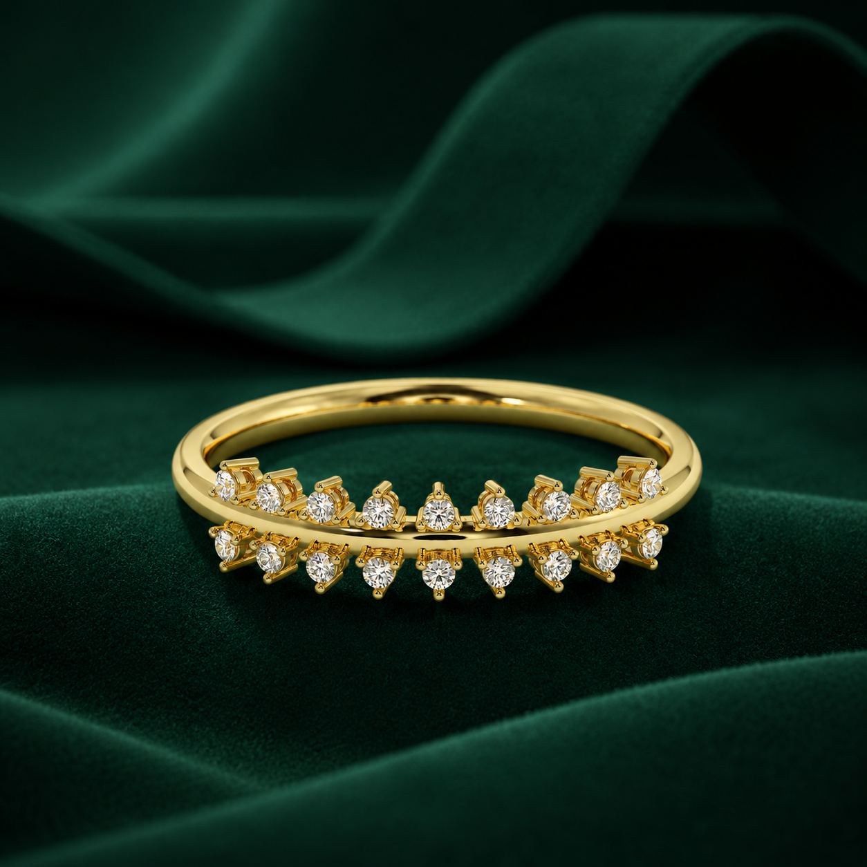 Delicate Curved Branch Lab Grown Diamond Wedding Ring