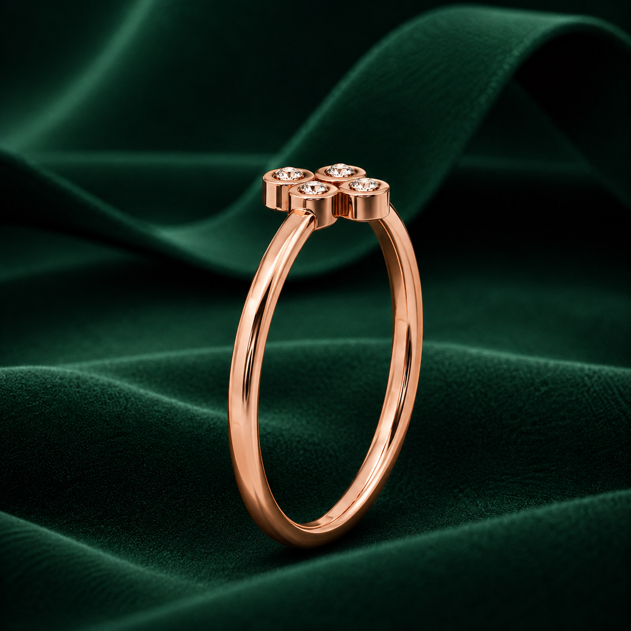 Bezel Set Quad Lab Diamond Stacking Band