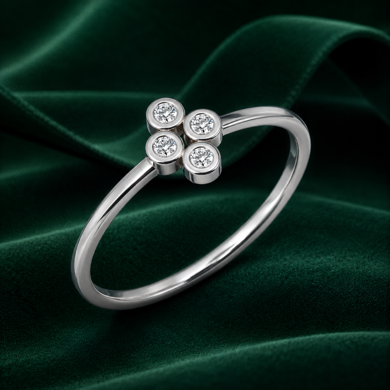 Bezel Set Quad Lab Diamond Stacking Band