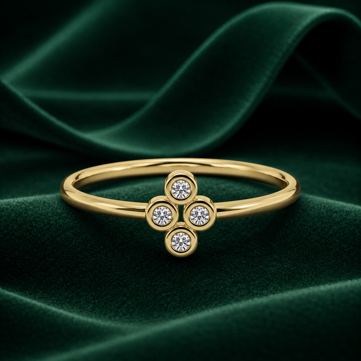 Bezel Set Quad Lab Diamond Stacking Band