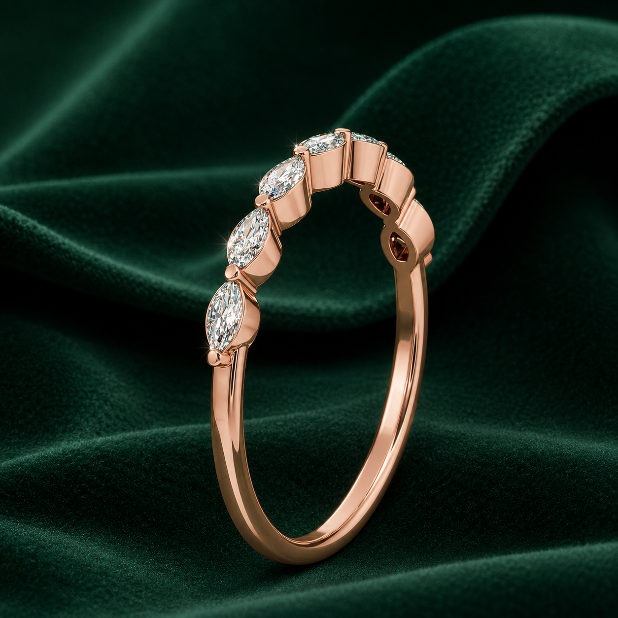 Marquise Cut Lab Diamond Wedding Band | Vintage Bridal Ring