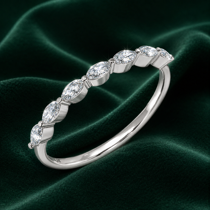 Marquise Cut Lab Diamond Wedding Band | Vintage Bridal Ring