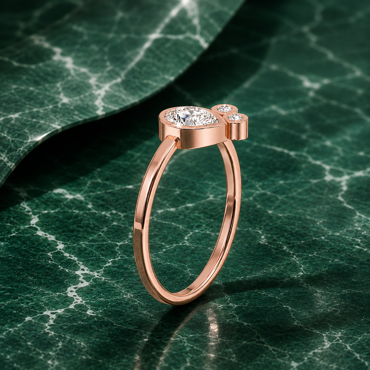 Glemzee Bezel-Set Pear Diamond Ring