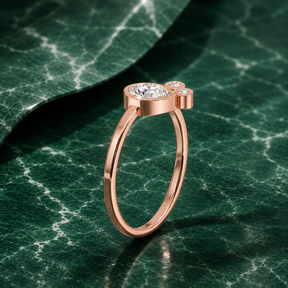 Glemzee Bezel-Set Pear Diamond Ring