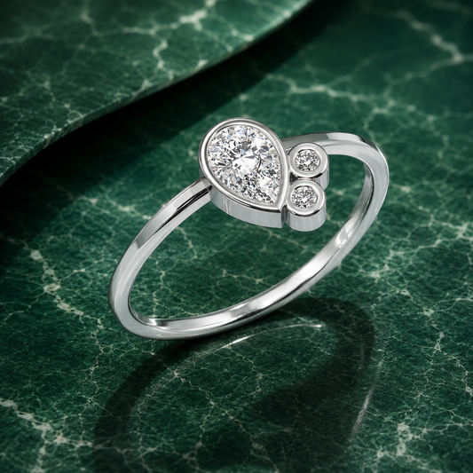 Glemzee Bezel-Set Pear Diamond Ring