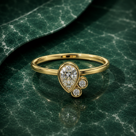 Glemzee Bezel-Set Pear Diamond Ring