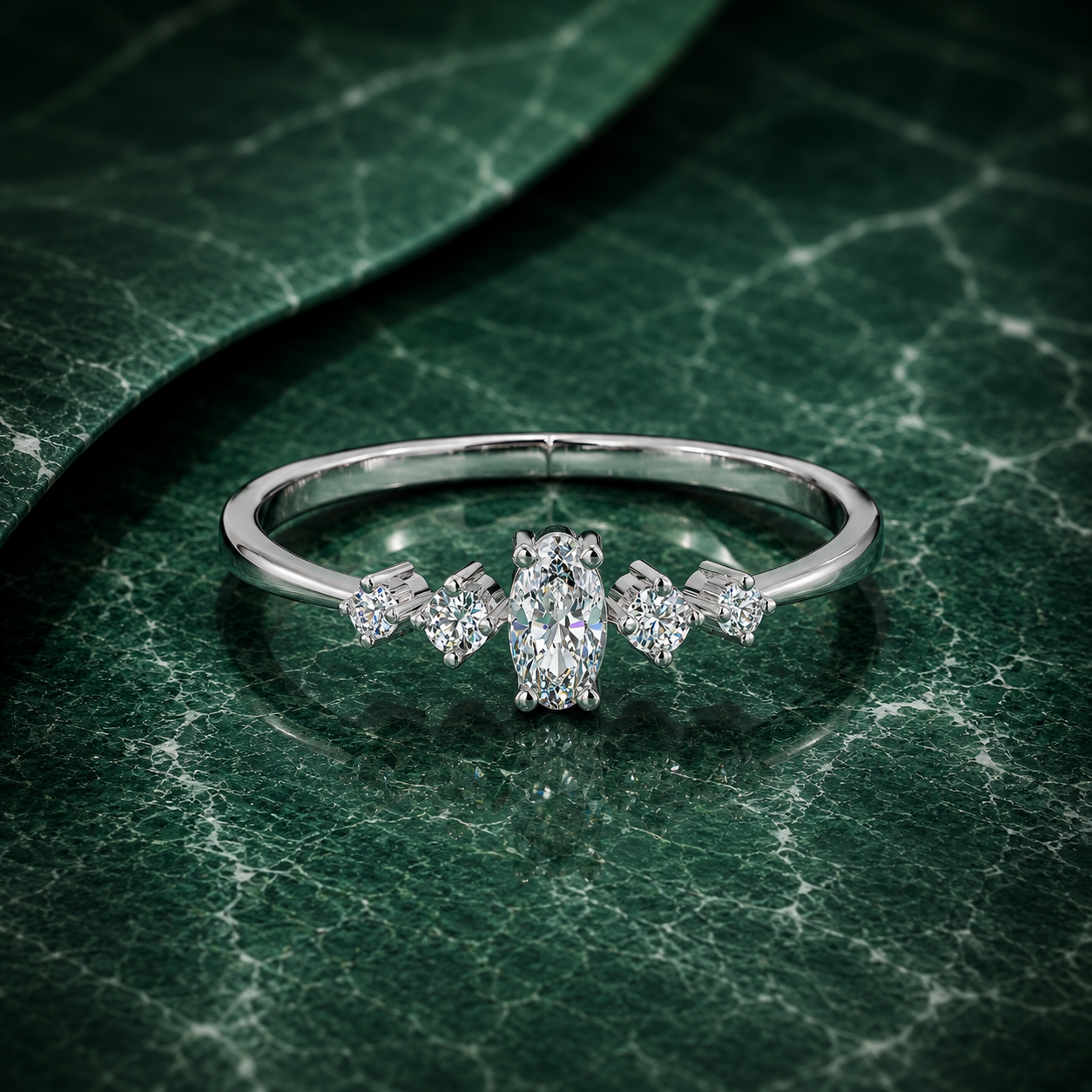 Oval & Round Cluster Lab Grown Diamond Ring