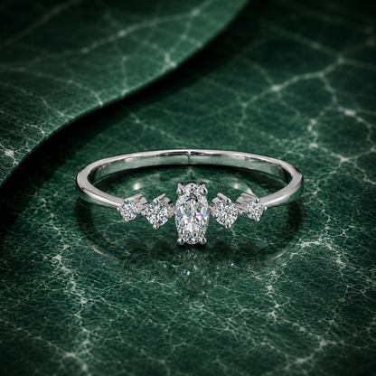 Oval & Round Cluster Lab Grown Diamond Ring