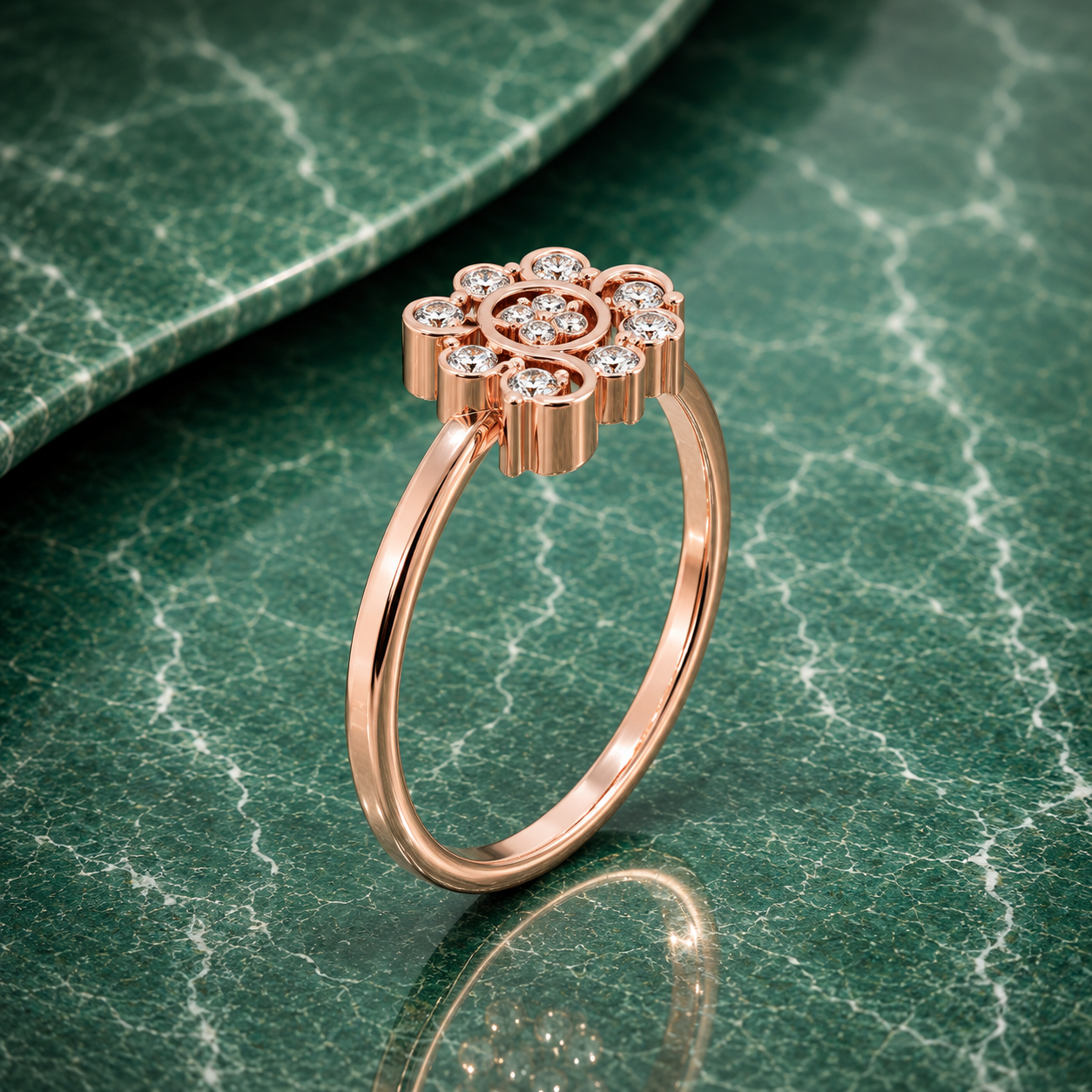 Swirl Cluster Lab Grown Diamond Ring