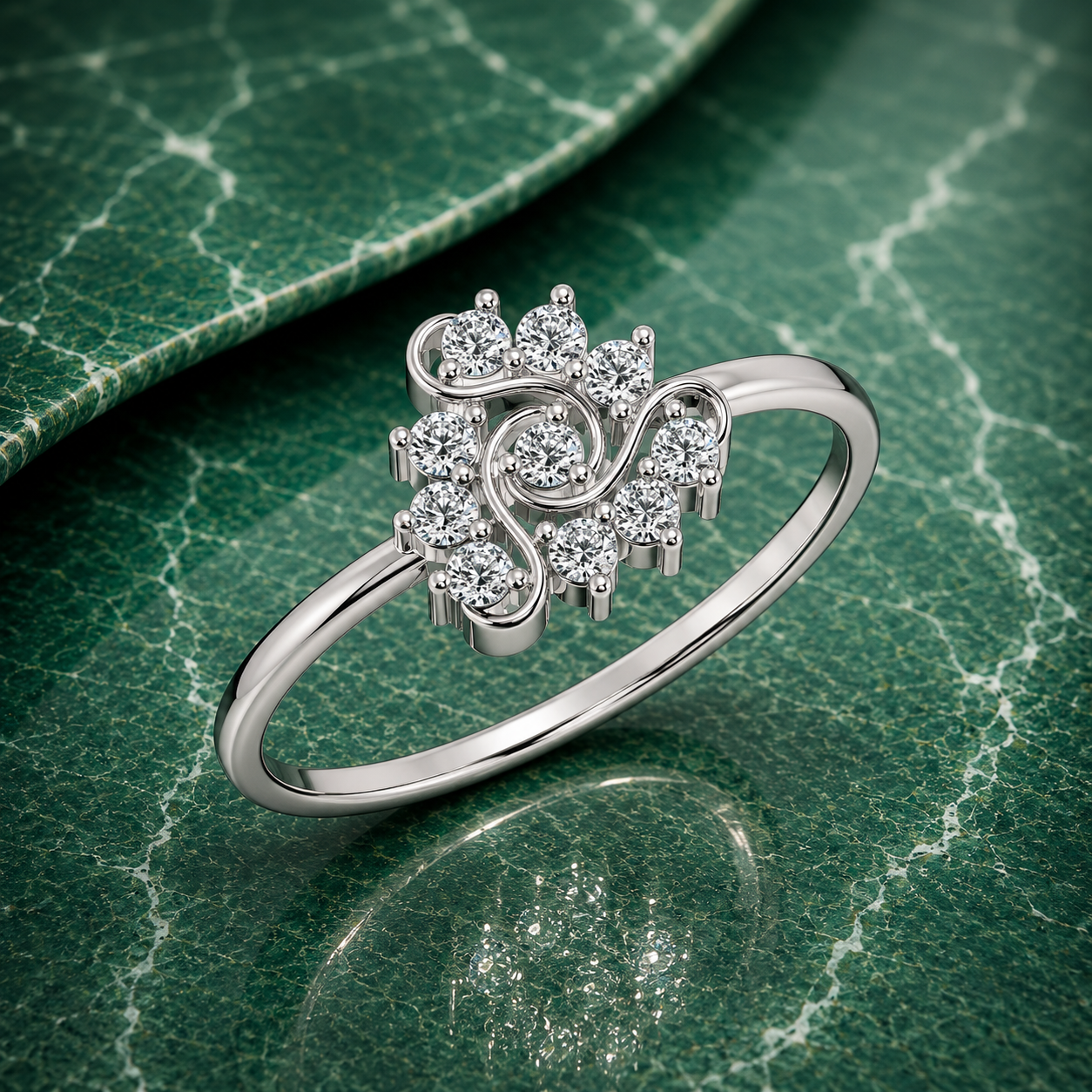 Swirl Cluster Lab Grown Diamond Ring
