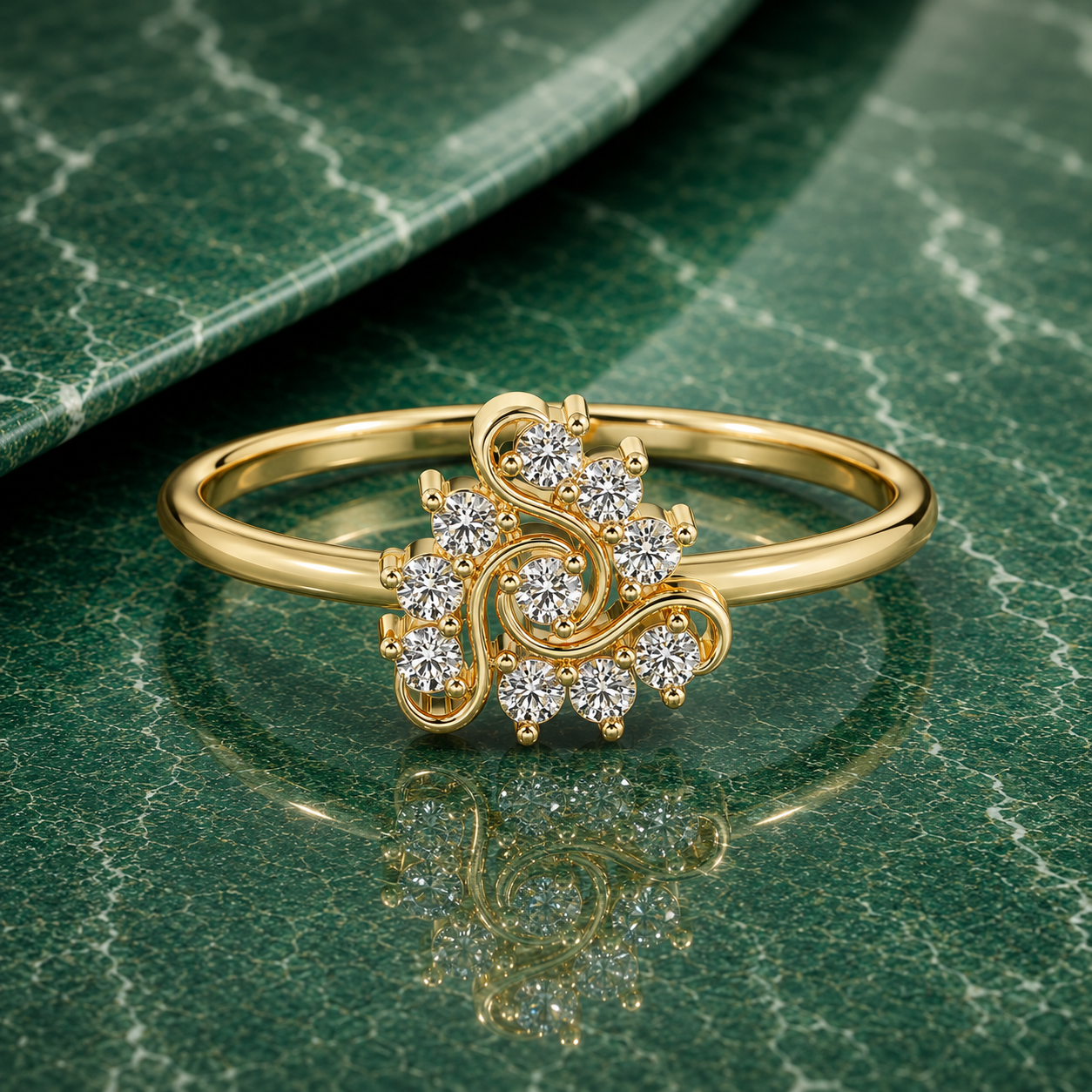 Swirl Cluster Lab Grown Diamond Ring