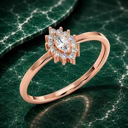 Marquise Diamond Vintage Halo Ring