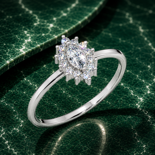 Marquise Diamond Vintage Halo Ring