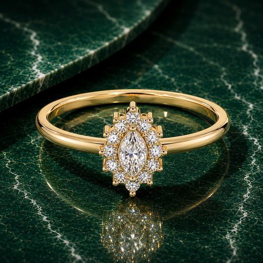 Marquise Diamond Vintage Halo Ring