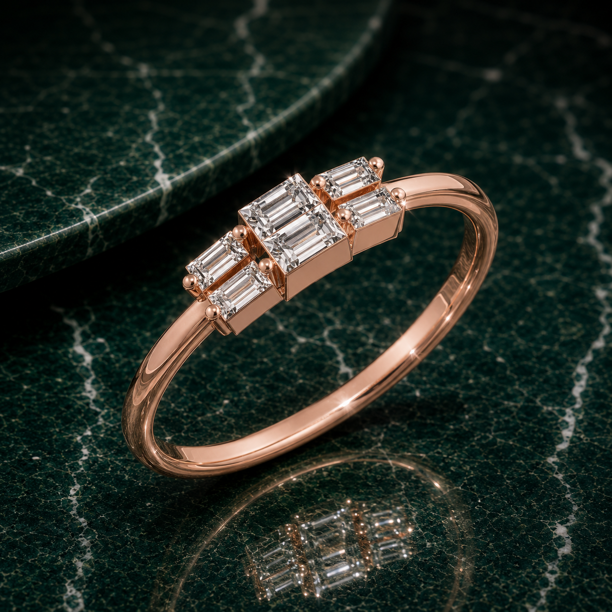 Minimalist Baguette Cluster Ring