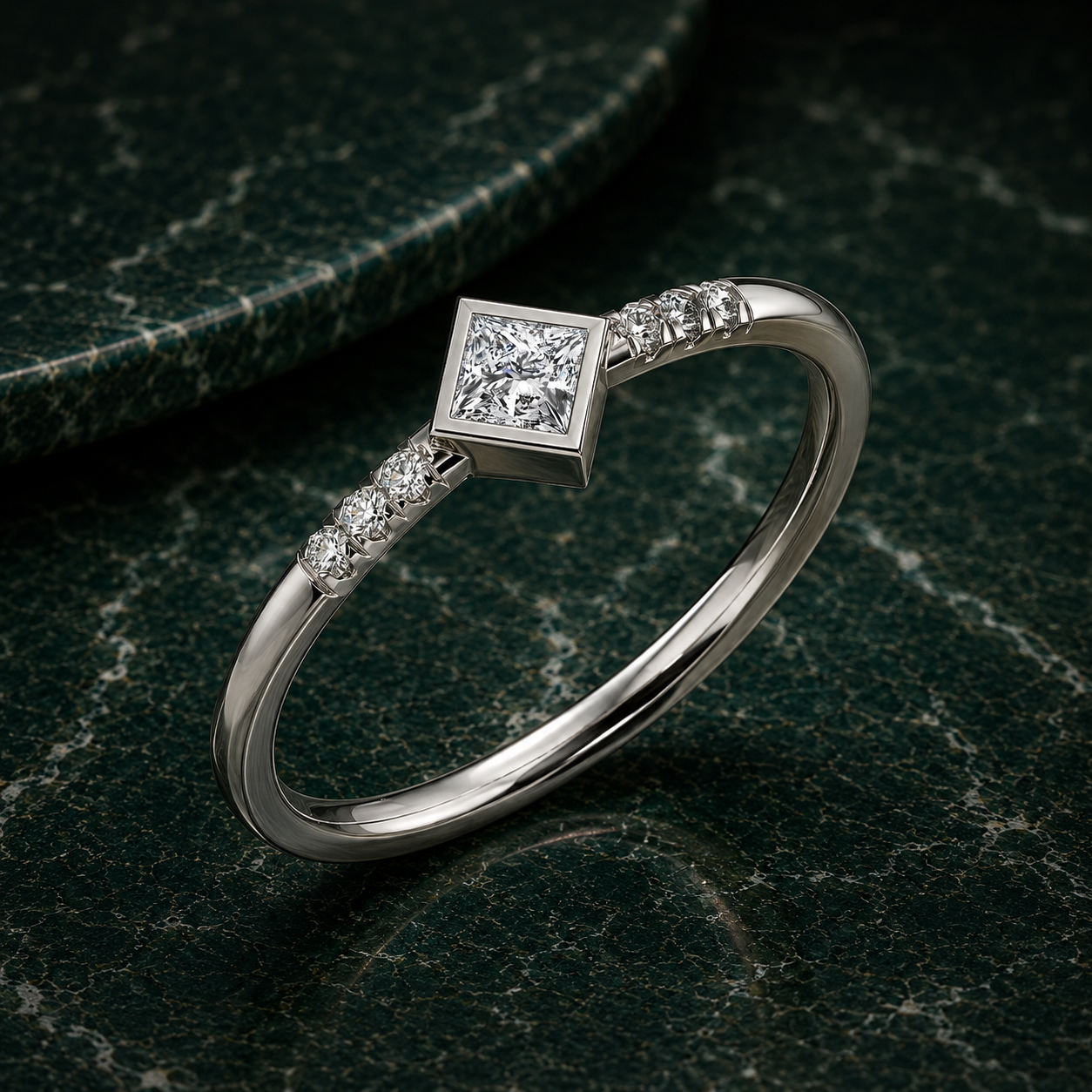 Kite-Set Princess Diamond Ring